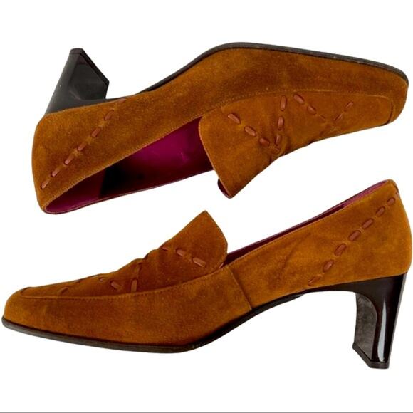 Andre Assous Featherweight Brown Suede Square Toed Shoes Size 7 - Picture 4 of 9